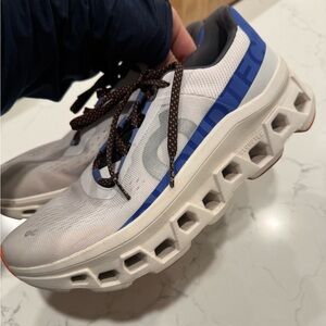 ON Cloud Running White and Blue Sneakers